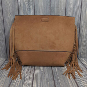 Calvin Klein CK Suede Fringe Crossbody Boho Purse Tote Bag Brown Wallet